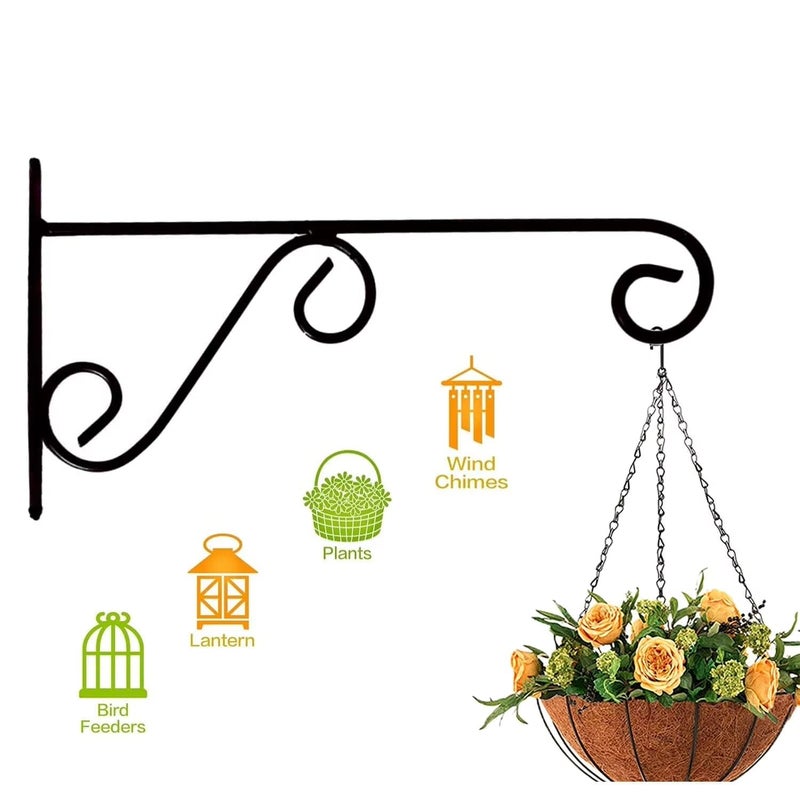 CRAFTCASTLE® Metal Wall Hanging Plant Bracket – Heavy Duty Hook for Planters, Bird Feeders, Lanterns, Wind Chimes & Garden Décor – Indoor/Outdoor (Black, Pack of 1) - Image 2