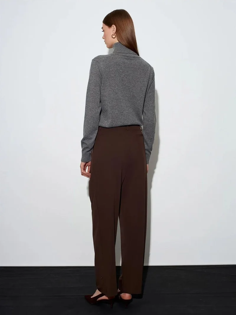 ديلفين Dilvin Women’s High-Waist Wide-Leg Crepe Trousers