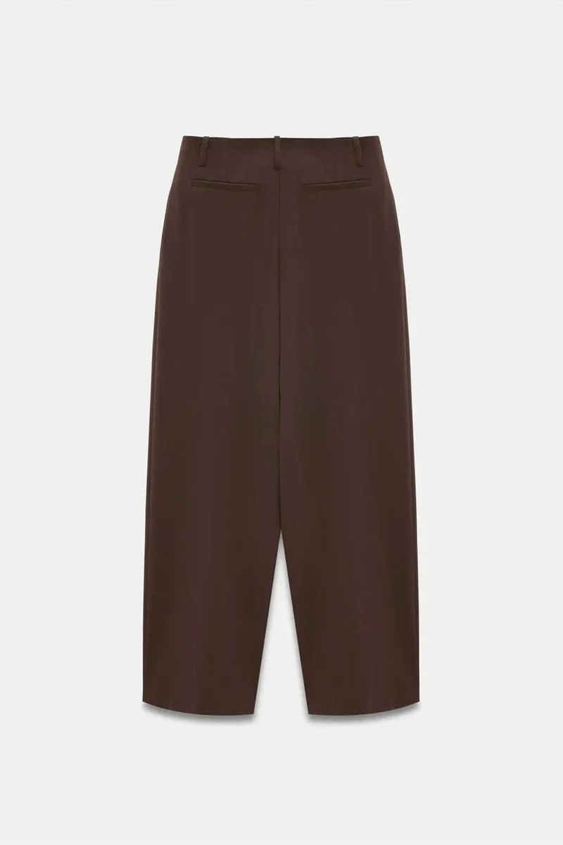 Dilvin Coffee Brown DILVIN Women’s High-Waist Wide-Leg Crepe Trousers for Women | Best Price UAE