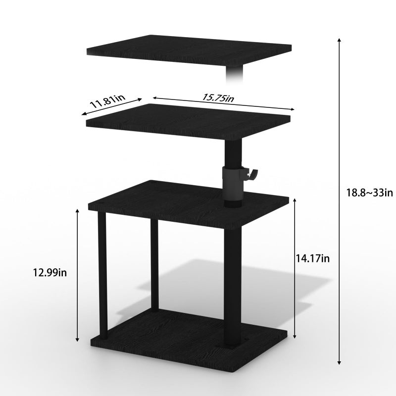 Faesun C Table End Table Adjustable Height, 360Â°Swivel TV Tray Table for Small Spaces, Small Nightstand for Living Room, Bedroom, Walunt - Image 2