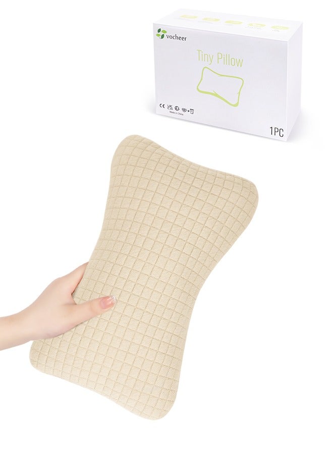 vocheer Small Pillows for Sleeping, Neck Pillow & Lumbar Support, Travel Pillow for Airplane, Car, Office & Home, Soft & Washable Mini Pillow for Side Sleepers, Khaki-1PC - Image 1