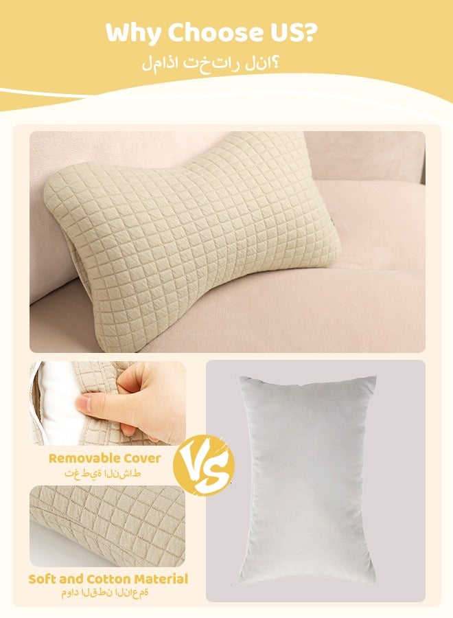 vocheer Small Pillows for Sleeping, Neck Pillow & Lumbar Support, Travel Pillow for Airplane, Car, Office & Home, Soft & Washable Mini Pillow for Side Sleepers, Khaki-1PC - Image 3