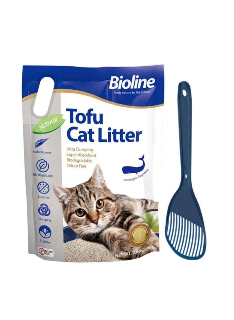بايولاين عرض كومبو - رمل قطط توفو ٧ لتر (برائحة العنبر) + مغرفة رمل قطط - Image 1