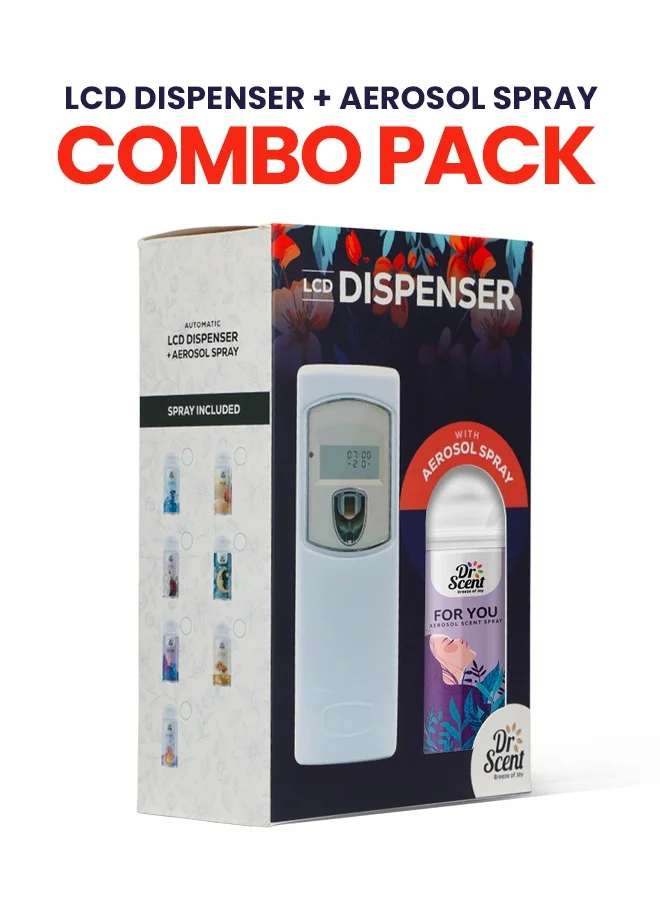 Dr Scent Dr Scent Breeze of Joy, Combo | Automatic Air Freshener Spray Dispenser LCD with 300 ml Aerosol Spray Refill | Long-Lasting Fragrance for Home & Office. (For You)