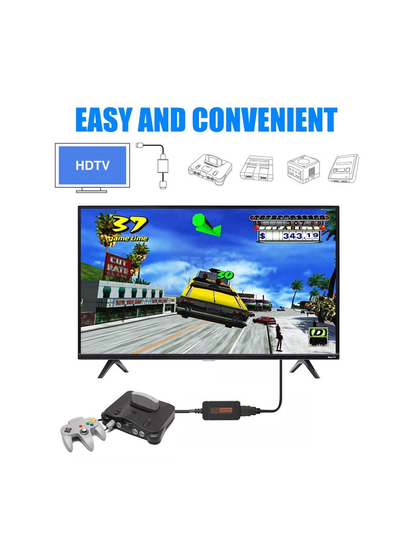 HDMI Adapter Compatible with Nintendo 64/Game Cube/SNES, HDMI Cable and Adapter HDMI Converter Gamecube HDMI Adapter with HDMI Cable Retro Gaming HDMI Adapter for Gaming Consoles with HDMI Cable