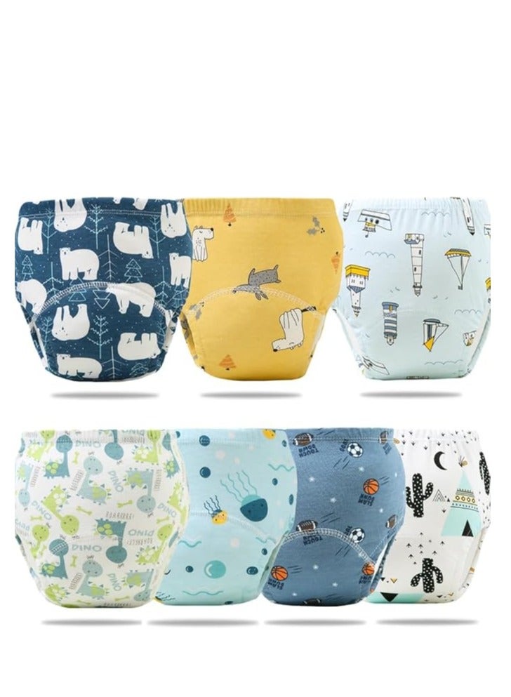 TRASSLE 7 Packs Absorption Toddler Training Pants 100% Cotton Training Pants, Reusable Potty Training Underwear For Boys, Toddler Boy Underwear Training Underwear Potty Training Pants  - Image 1