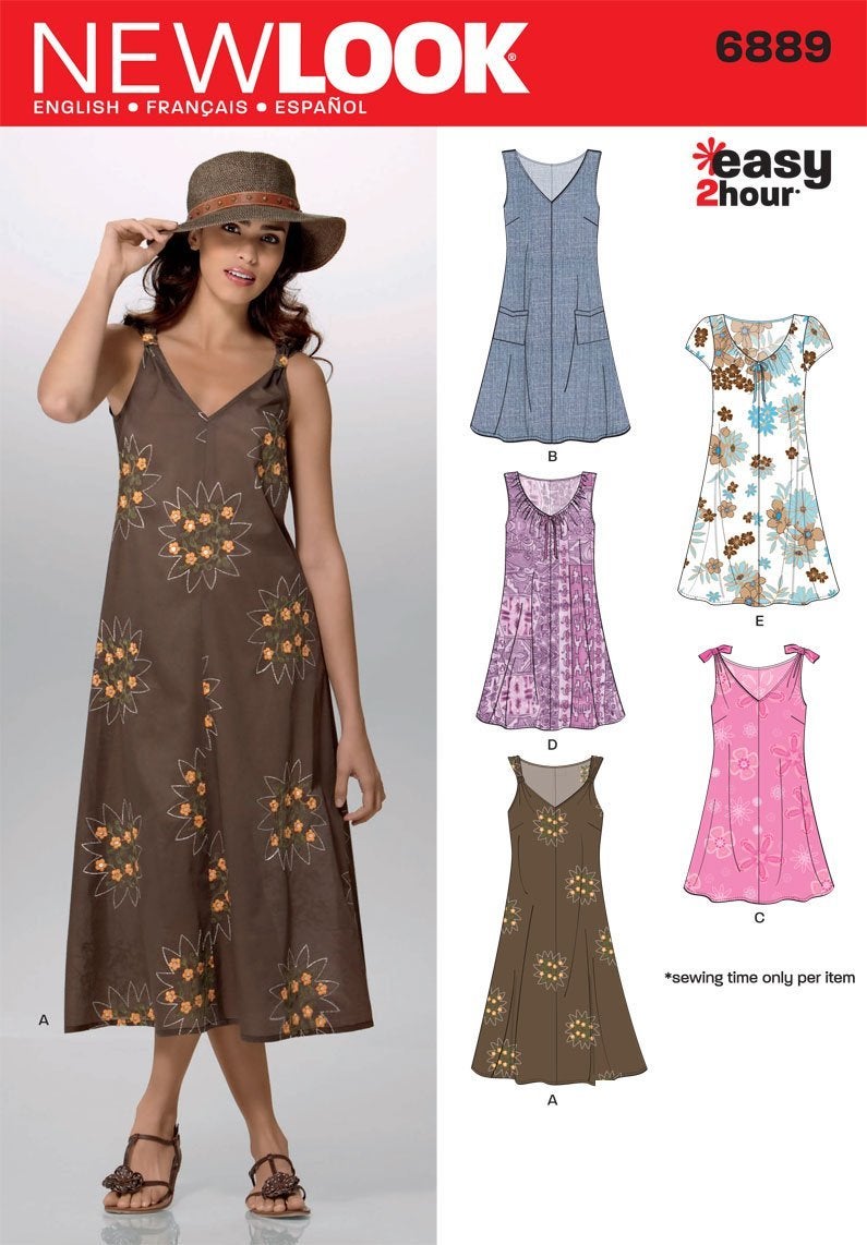 New Look Sewing Pattern 6889 Misses Dresses, Size A (8-10-12-14-16-18) - Image 1