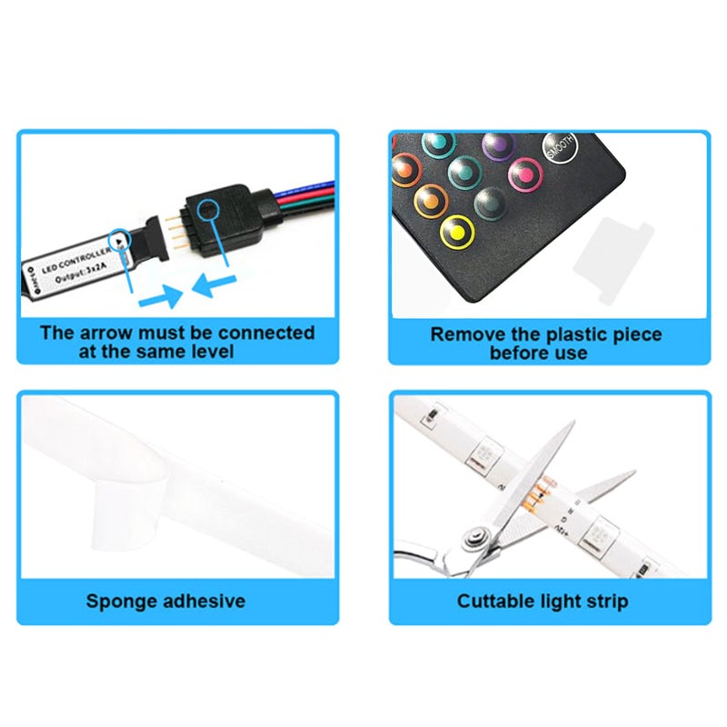 LED Strip Lights 16.4ft. RGB Waterproof Tape Lights with IR Remote Control 16 Colors 4 Modes 5050 Color Changing LED Lights for Home Ceiling Party Festival - Image 5