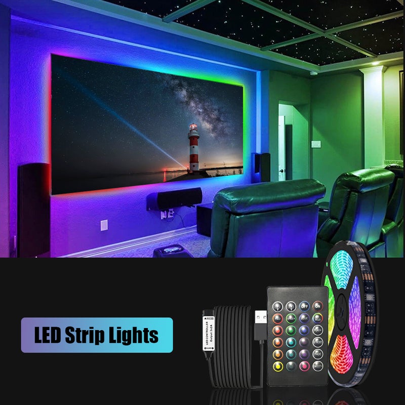 LED Strip Lights 16.4ft. RGB Waterproof Tape Lights with IR Remote Control 16 Colors 4 Modes 5050 Color Changing LED Lights for Home Ceiling Party Festival - Image 3
