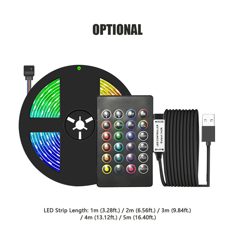 LED Strip Lights 16.4ft. RGB Waterproof Tape Lights with IR Remote Control 16 Colors 4 Modes 5050 Color Changing LED Lights for Home Ceiling Party Festival - Image 2