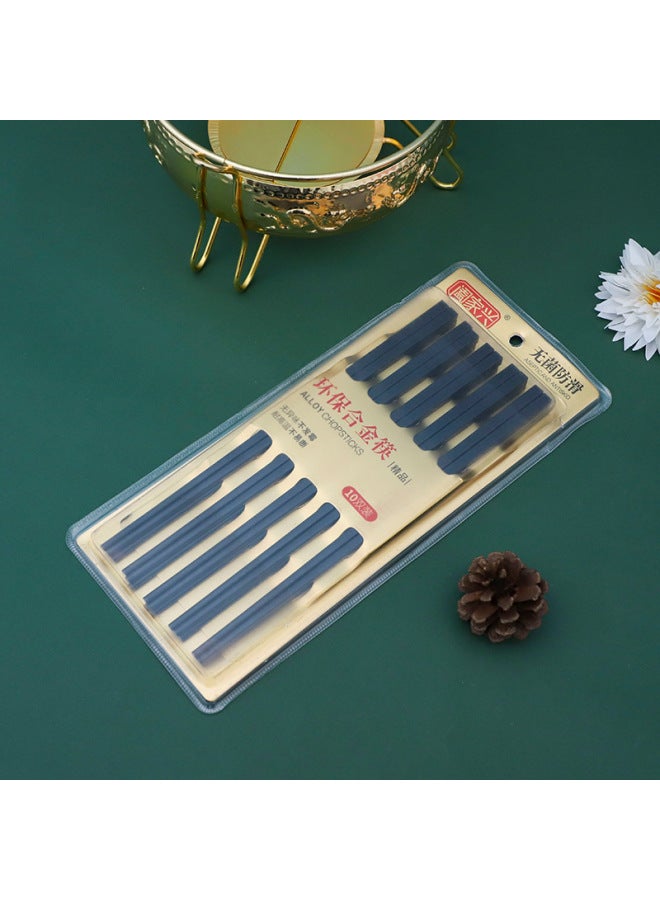 Alloy Chopsticks Jinfu 10 Pairs Of Hotel Household Color Disinfection Five-color Color Chopsticks 10 Yuan Store Goods-Color:5 Pairs Of Cherry Blossom Amber Blister Card  - Image 3