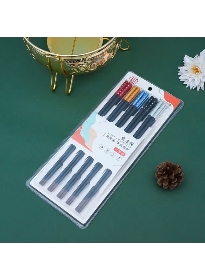 Alloy Chopsticks Jinfu 10 Pairs Of Hotel Household Color Disinfection Five-color Color Chopsticks 10 Yuan Store Goods-Color:5 Pairs Of Cherry Blossom Amber Blister Card  - Image 4