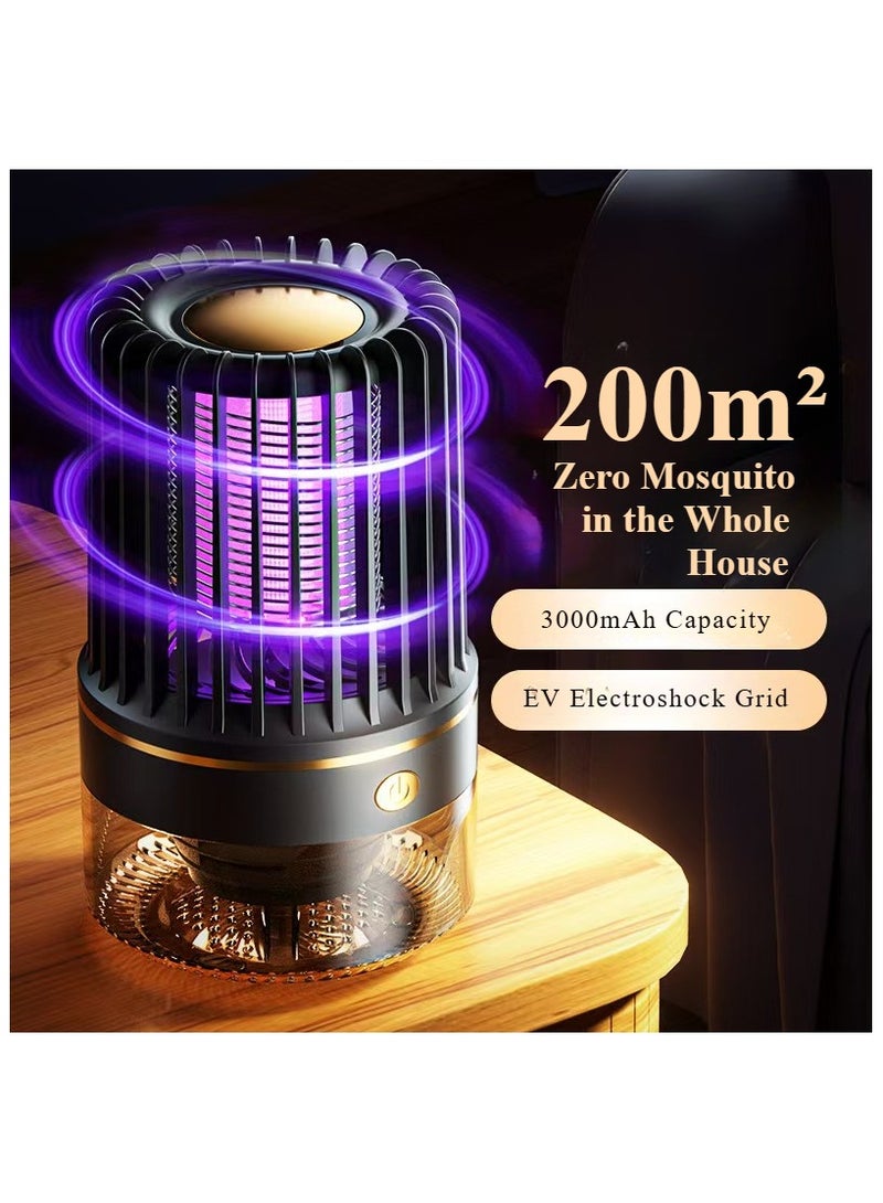 Generic Electric Mosquito Killer, Powerful Insect Killer, Portable  Rechargeable Mosquito Zappers, Mute Mosquito Trap with Electronic UV Lamp for Home, Bedroom, Kitchen, Office, Camping Using-Black  - Image 1