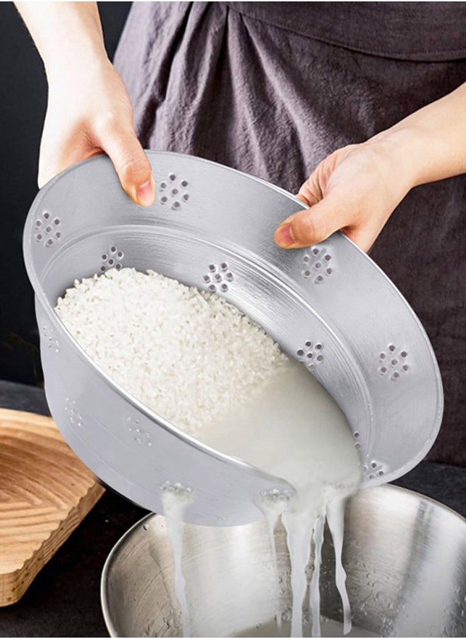 AL SANIDI Multi-purpose aluminum strainer, Silver, Size 36.8*36 Cm  - Image 3