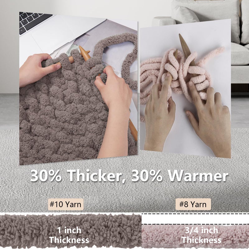 Cozyful Chunky Yarn for Hand Knitting - #10 Chunky Chenille Yarn, Jumbo Big Thick Chunky Yarns for Crocheting, Super Bulky Chunky Knit Blanket Yarns, 8 Skein (25 yds 8 oz Each Skein), Sand - Image 5