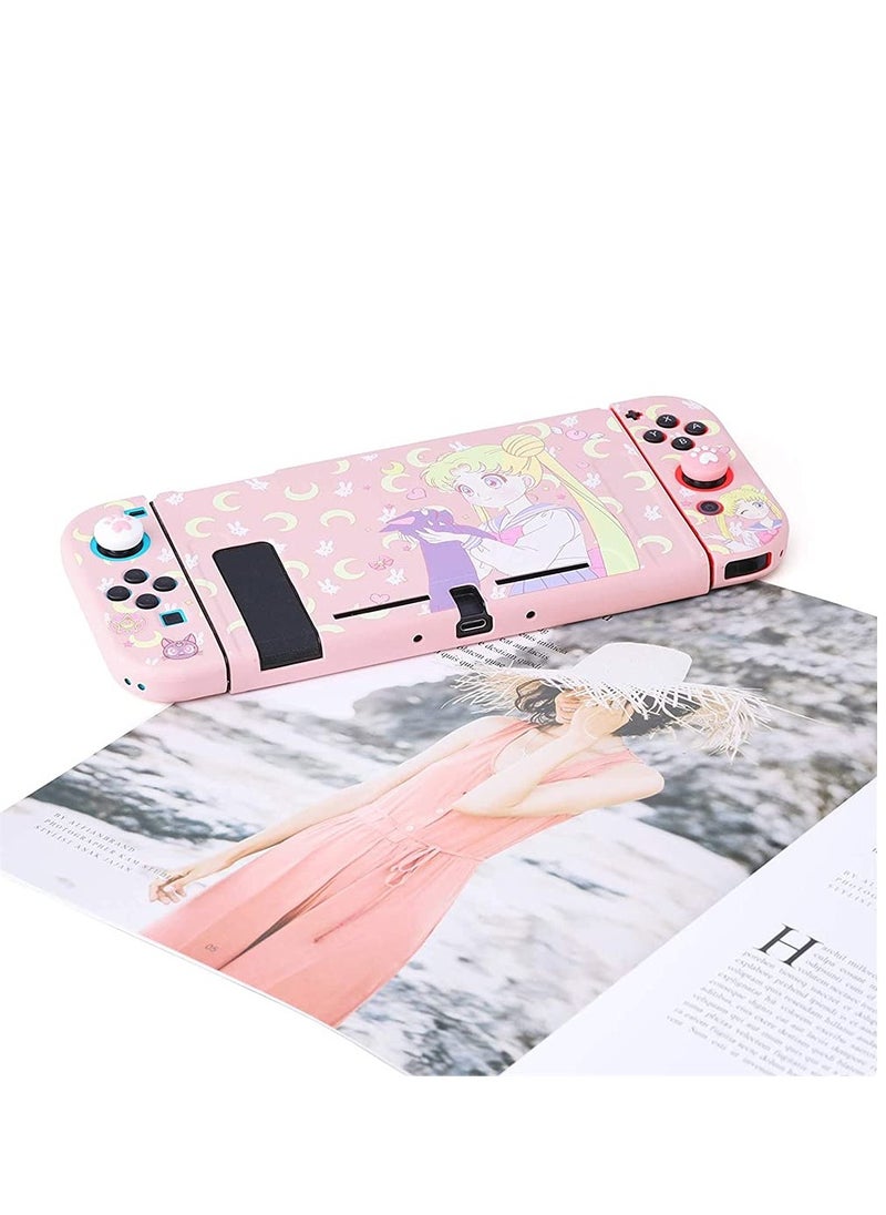 SYOSI - Switch Protective Cover,Cute Liquid Silicone Protective Case for Switch, Soft Slim Grip Cover Shell for Console and Joy Con, Scratch, Crack Resistant, Easy Install (Sailor Moon) - Image 1