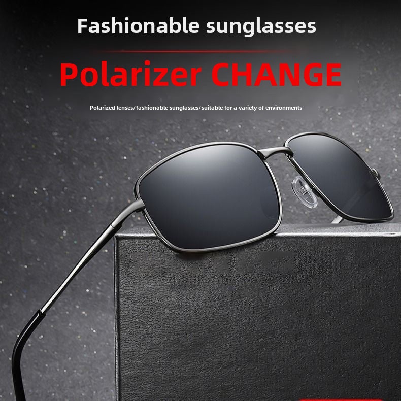 Generic Photochromic Polarized Sunglasses Mens Day Night Vision Black Frame black polarized light 