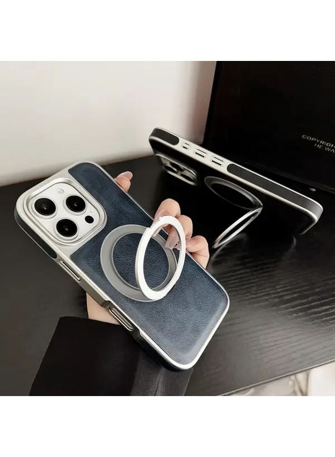 Grey Leather Magnetic Stand Case For Apple iPhone 16 Pro Max Anti Fall Protective Cover - Image 4