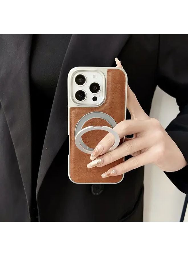 Grey Leather Magnetic Stand Case For Apple iPhone 16 Pro Max Anti Fall Protective Cover - Image 3