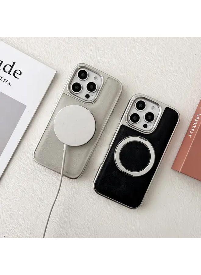 Grey Leather Magnetic Stand Case For Apple iPhone 16 Pro Max Anti Fall Protective Cover - Image 2
