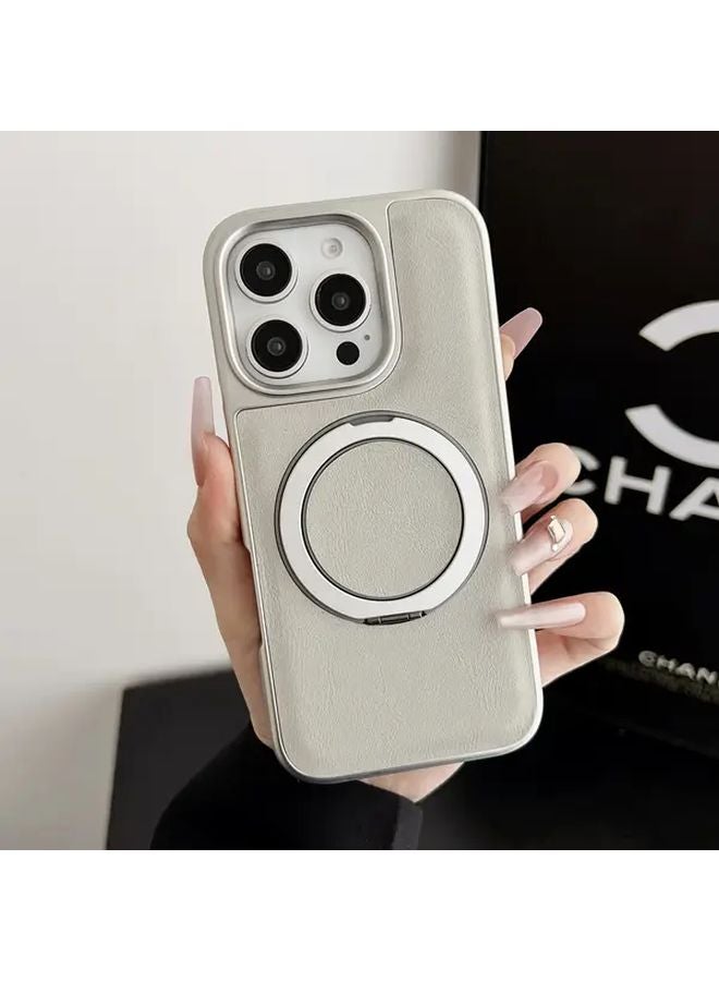 Grey Leather Magnetic Stand Case For Apple iPhone 16 Pro Max Anti Fall Protective Cover - Image 1