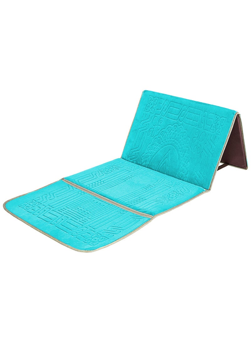 Foldable Islamic Praying Mat with Back Rest Prayer Rug with Carrying Bag Portable Cushioned Prayer Rug for Salah Size 110 X 53 Cm - Image 1