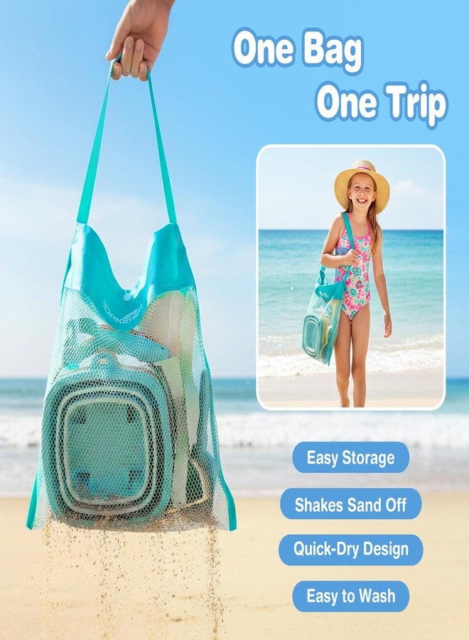 Dreamon Beach Toys, 3 Pack Collapsible Sand Buckets for Kids, Shovels & Rakes Set with Mesh Bag, Kids Beach Essentials Sandcastle Building Kit for Beach Trip Outdoor Play and Summer Fun - Image 3