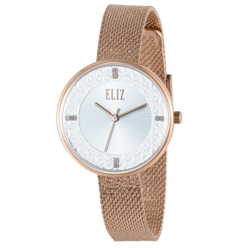 ELIZ ES8865L2RSR SS Case & Mesh Strap 3-Hands Women's Watch
