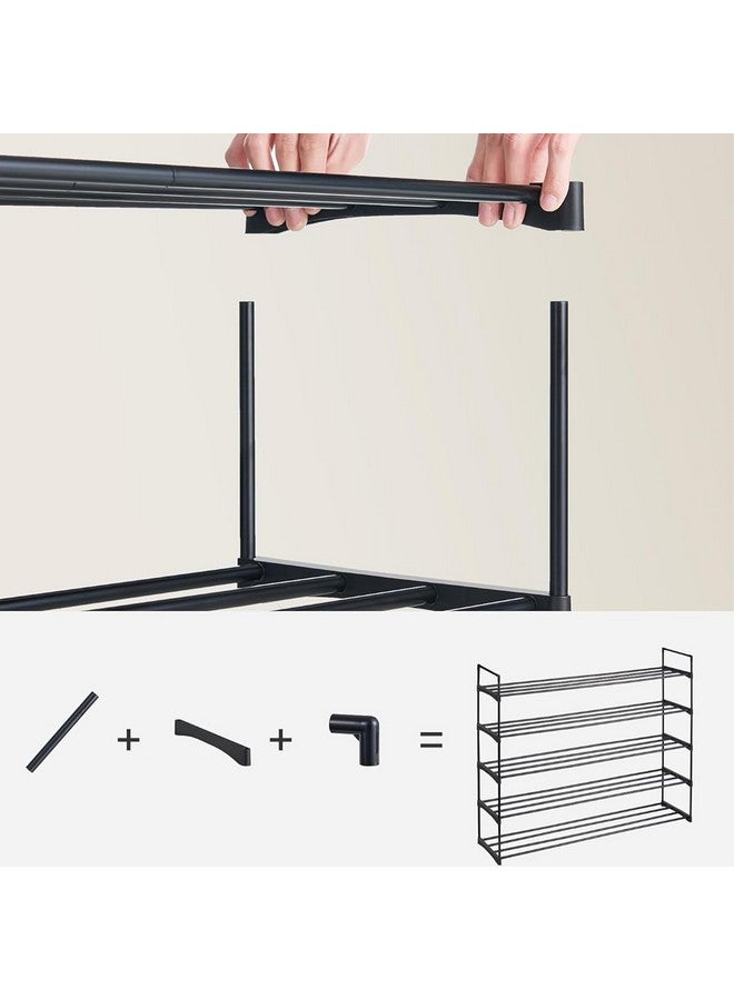 Lukzer 5 Tier Large Metal Shoe Rack | Space-Saving Footwear Organizer for Entryway, Living Room | Ideal for Shoes, Boots, Slippers & Sneakers | Durable Storage Solution (Black/90 x 88.5 x 29.5 cm) - Image 5