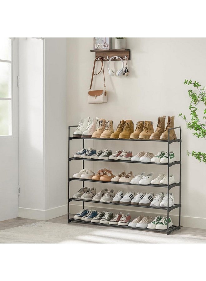 Lukzer 5 Tier Large Metal Shoe Rack | Space-Saving Footwear Organizer for Entryway, Living Room | Ideal for Shoes, Boots, Slippers & Sneakers | Durable Storage Solution (Black/90 x 88.5 x 29.5 cm) - Image 1