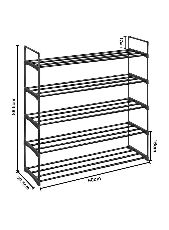 Lukzer 5 Tier Large Metal Shoe Rack | Space-Saving Footwear Organizer for Entryway, Living Room | Ideal for Shoes, Boots, Slippers & Sneakers | Durable Storage Solution (Black/90 x 88.5 x 29.5 cm) - Image 2