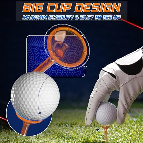 prowithlin Golf Tees 3 1/4'' Unbreakable Orange Transparent Acrylic with Tick Marks, Plastic Golf Tees Reduce Side Spin & Friction, Long Golf Tee 8 Prongs - 50 Pack (Orange) - Image 4