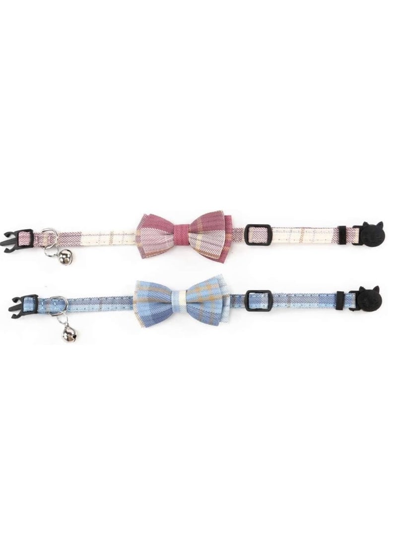 Excefore Cat Collars Breakaway with Cute Bow Bell, 2 Pack Comes with Floral Bells，Stylish Design fits Boy Cats and Girl Cats, Adjustable Removable Bowtie Cat Collar for Cats Kittens - Image 5