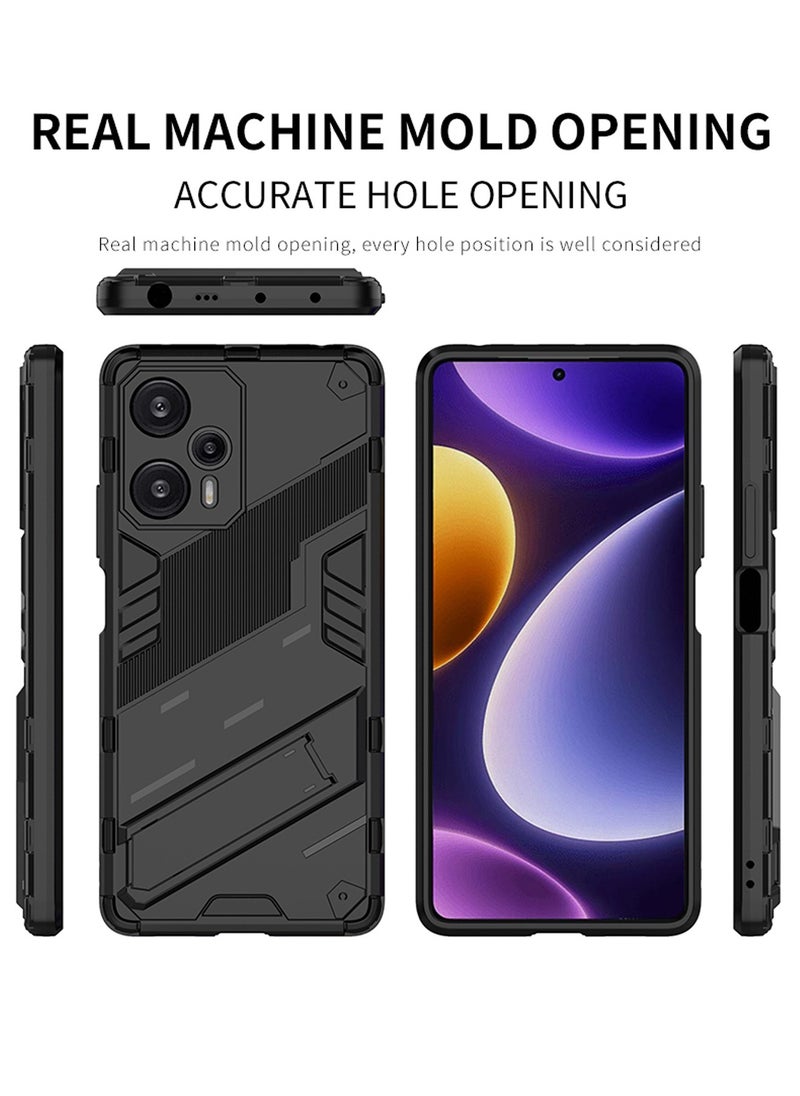 X-level - Redmi Note 12 Turbo / Xiaomi Poco F5 Case Cover with Duty Protection Shockproof Defender Kickstand Armor Back Cover with Anti-Fingerprint Anti-Scratch Mobile Cell Phone Protection Protector Black - Image 1