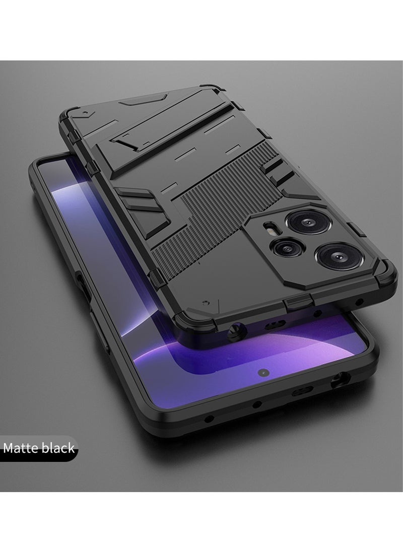 X-level - Redmi Note 12 Turbo / Xiaomi Poco F5 Case Cover with Duty Protection Shockproof Defender Kickstand Armor Back Cover with Anti-Fingerprint Anti-Scratch Mobile Cell Phone Protection Protector Black - Image 1