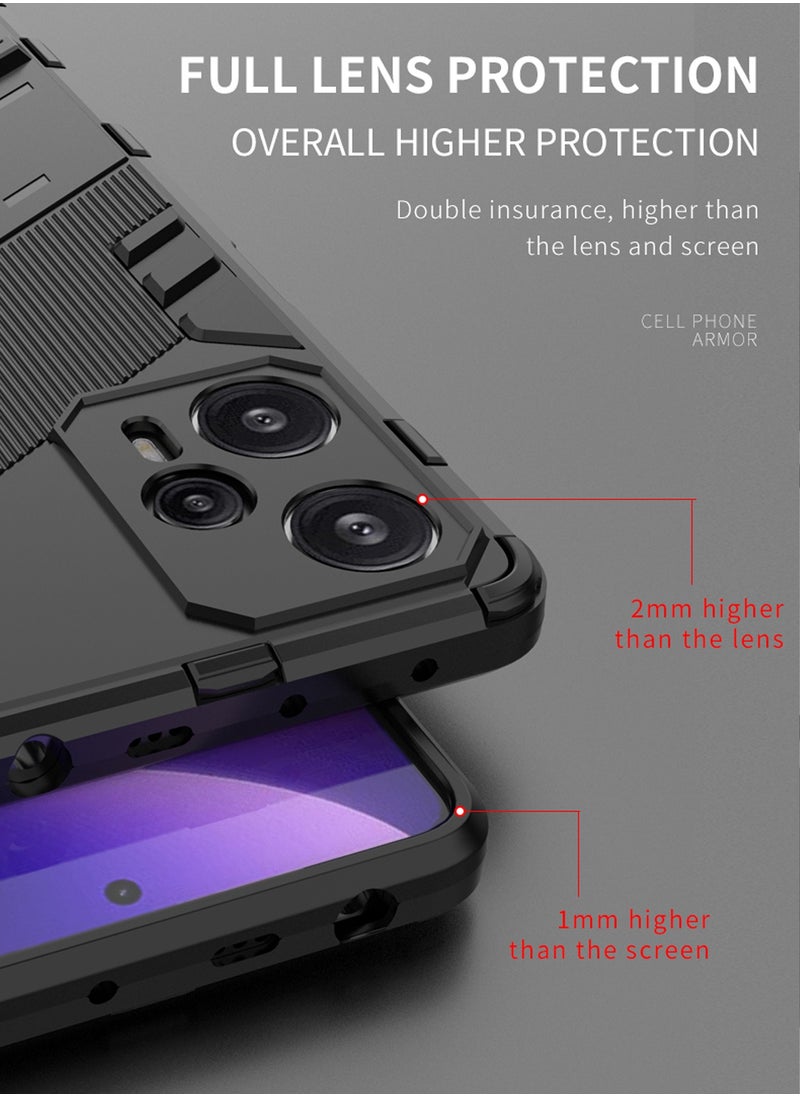 X-level - Redmi Note 12 Turbo / Xiaomi Poco F5 Case Cover with Duty Protection Shockproof Defender Kickstand Armor Back Cover with Anti-Fingerprint Anti-Scratch Mobile Cell Phone Protection Protector Black - Image 1