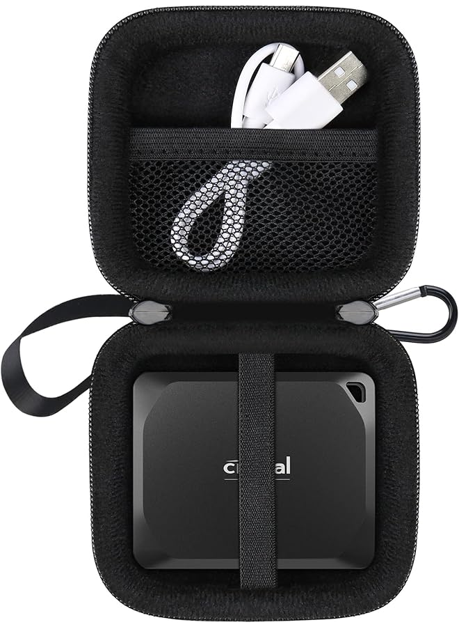Lacdo Hard Drive Carrying Case For Crucial X9 Pro Crucial X10 Pro Portable Ssd Usb A Adapter 1Tb 2Tb 4Tb Usb 3.2 External Solid State Drives Shockproof Water Repellent Storage Travel Bag Black Plus Black  - Image 1