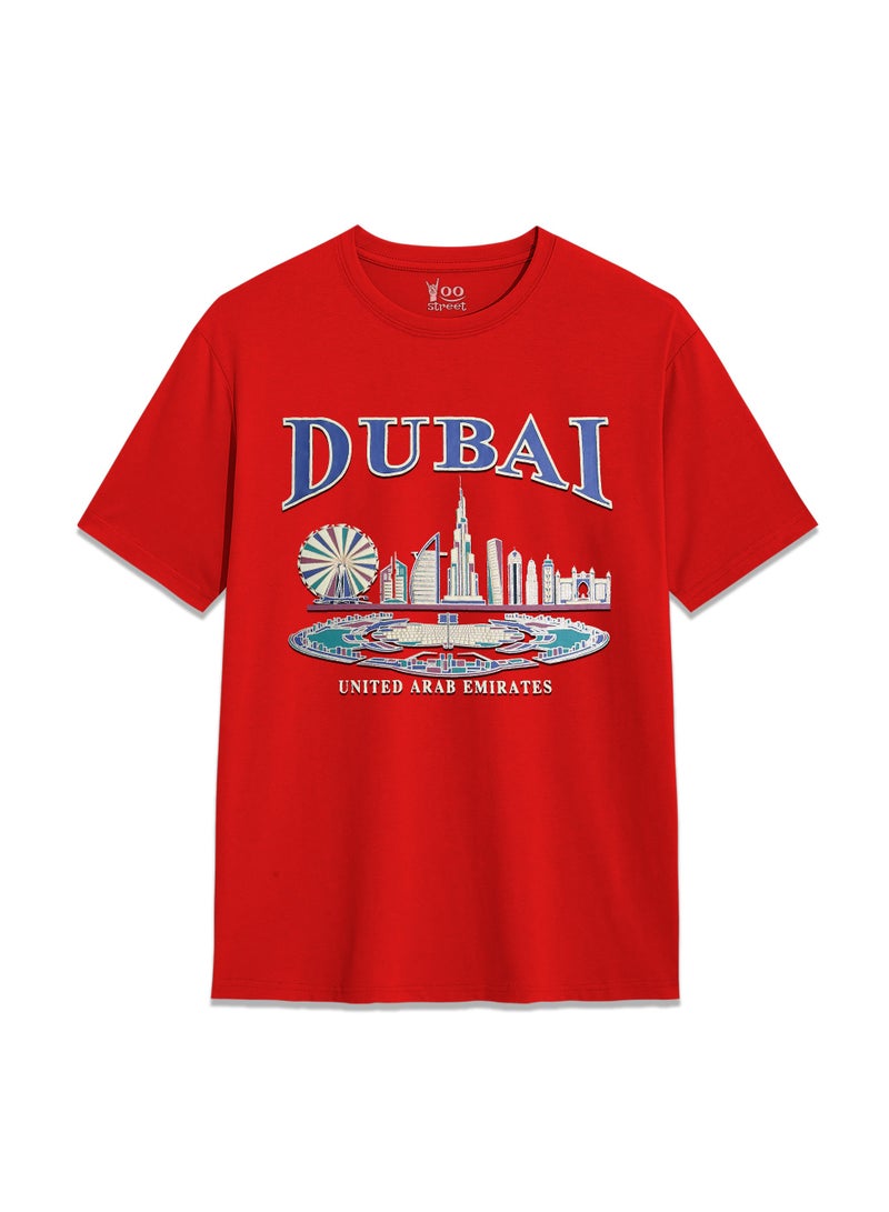 Yoo Street Yoo Street Dubai UAE Scenery T Shirt Featuring Ferris Wheel Skyline and Coastal Landscape for Stylish City Lovers  - Image 1