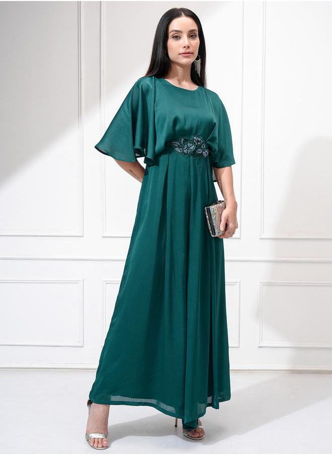 Vishudh - Women Teal Plain Romper Jumpsuit by Styli - Image 1