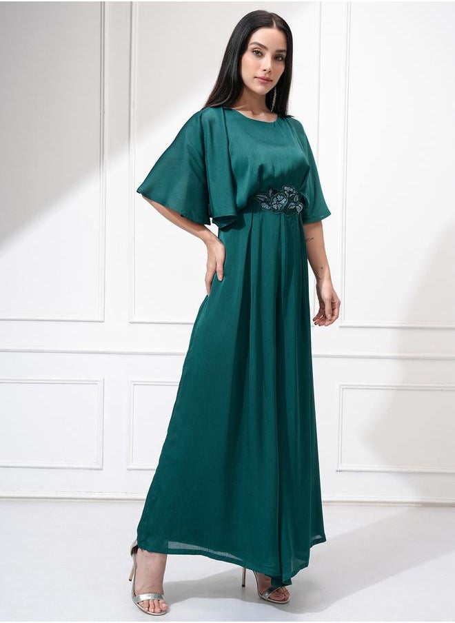 Vishudh - Women Teal Plain Romper Jumpsuit by Styli - Image 1