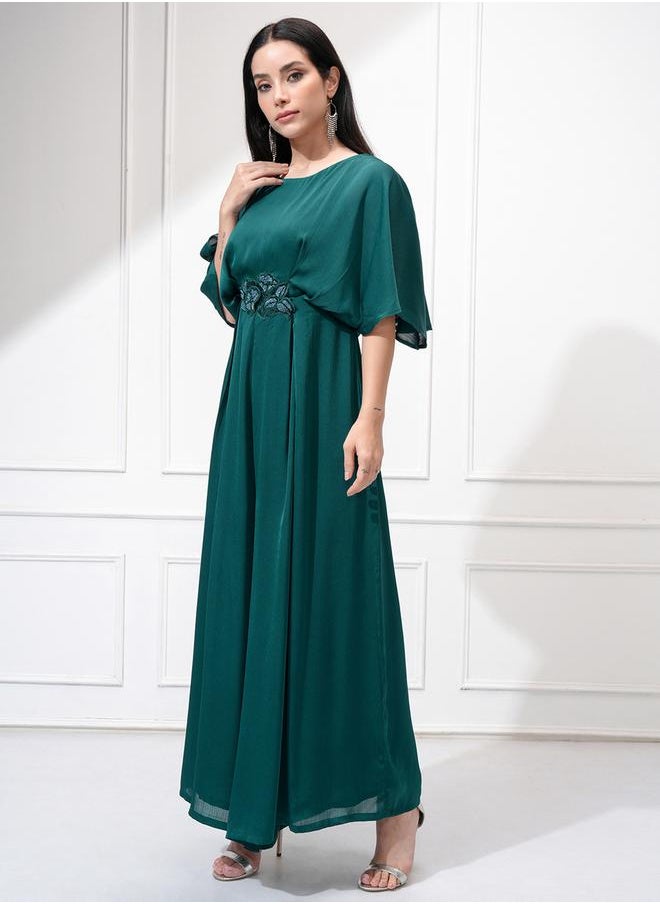 Vishudh - Women Teal Plain Romper Jumpsuit by Styli - Image 1