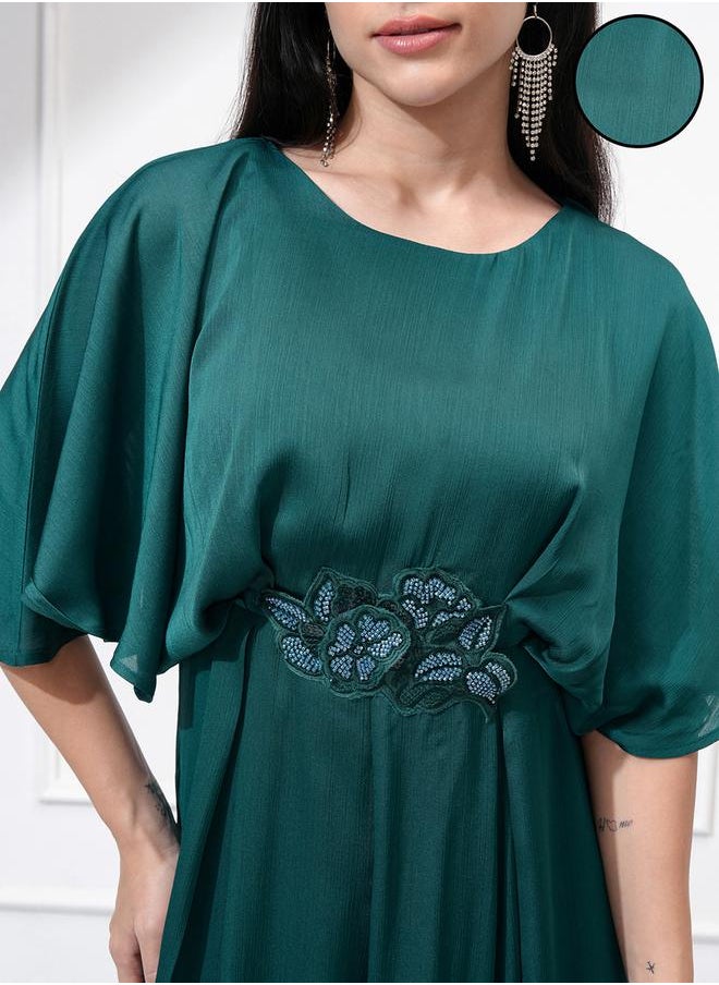 Vishudh - Women Teal Plain Romper Jumpsuit by Styli - Image 1