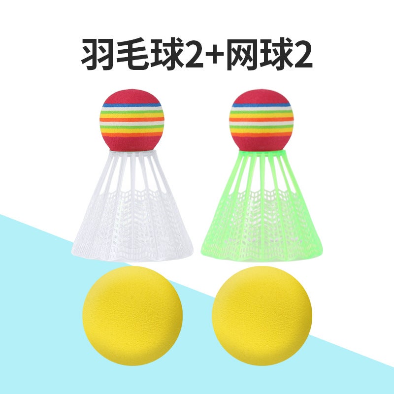 Kids Badminton Racket Set, Junior Tennis Racquet Play Toy for Ages 3-12 Buy 4 balls (2 badminton and 2 tennis balls) - Image 1