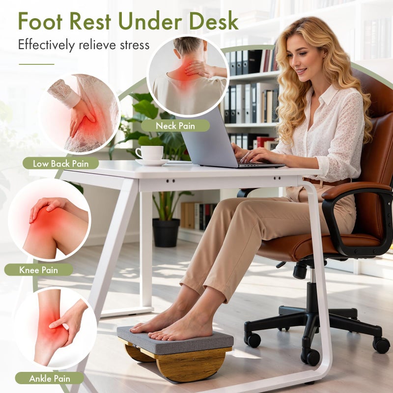 Atoping Ergonomic Wooden Footrest for Under Desk, Foot Rest with Anti-Slip Surface, Comfortable Desk Foot Stool for Office Home Gaming, Improve Posture & Promote Blood Circulation - Image 3