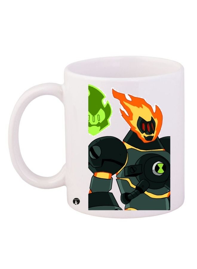 RYN Ben 10 Printed Coffee Mug White/Orange/Green 11ounce