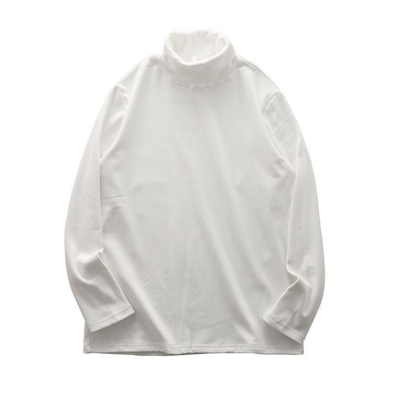 New Mens Polo/Turtle Neck Base Layer Top Winter Warm Bras T-Shirt Fleece Double-Sided Sanding Long Sleeve Inner Top White - Image 1