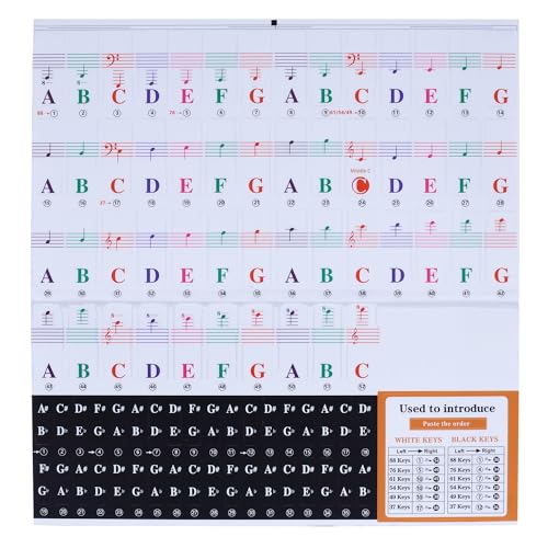 Juarez Piano Keyboard Stickers for Key, Bold Large Letter Piano Stickers for Learning, Removable Piano Keyboard Letters, Notes Label for Beginners and Kids, JRZPST1