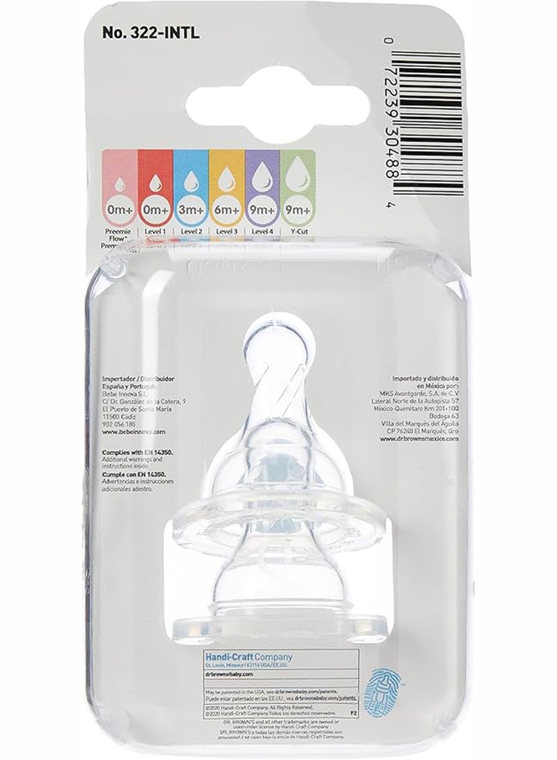 Dr. Brown’s Pack Of 2 Level-2 Natural Flow Silicone Anti-Colic Baby Feeding Bottle Nipples, 3 Months +, ‎Medium-Flow - Image 3