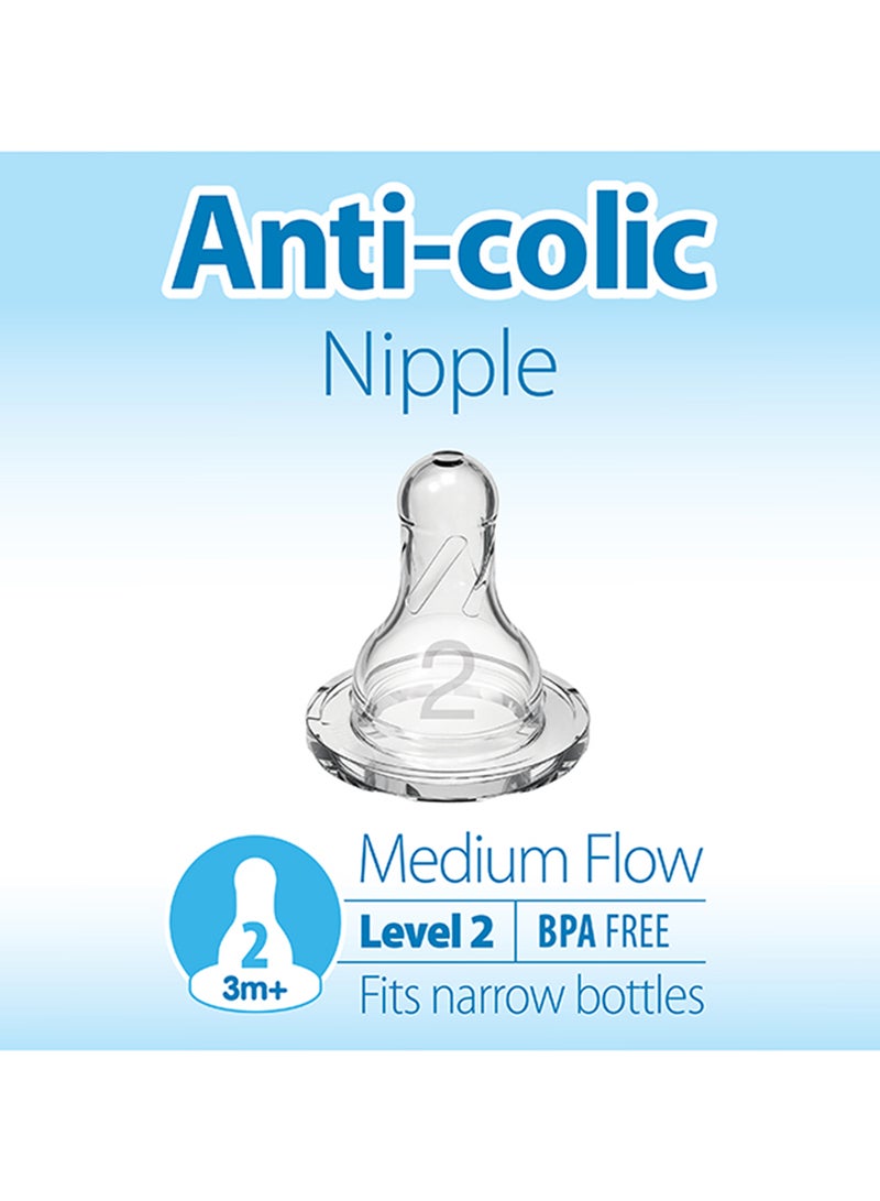Dr. Brown’s Pack Of 2 Level-2 Natural Flow Silicone Anti-Colic Baby Feeding Bottle Nipples, 3 Months +, ‎Medium-Flow - Image 4
