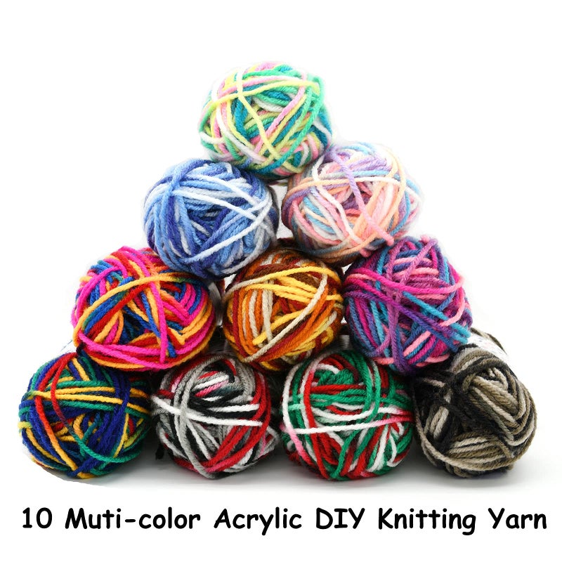 JOYTAG 10 Acrylic Yarn Skeins,Multicolor Crochet Craft for Crocheting and Knitting,with Hooks Knitting Needles Stitch Markers,Crochet Starter Kit Beginners(650 Yard/250g) - Image 2